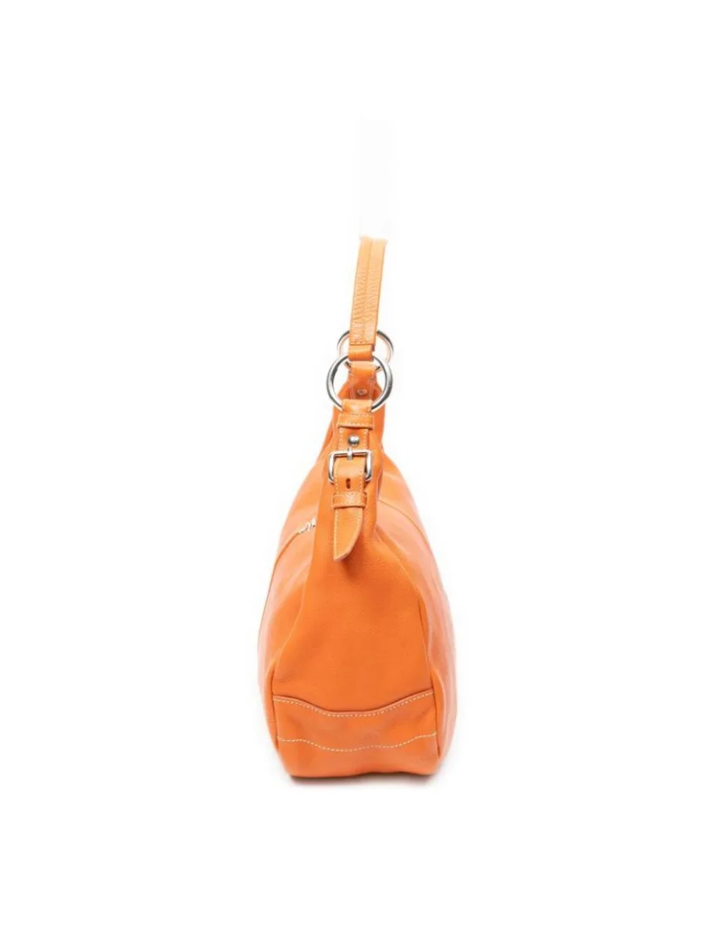 Prada Zip Hobo Orange Calfskin Leather